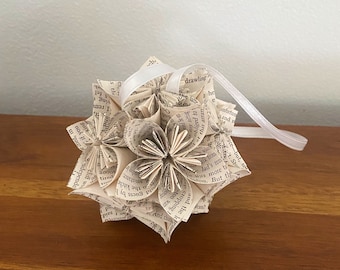 Wuthering Heights Book Small Paper Flower Pomander Ornament - First Paper Anniversary, Teacher Appreciation Gift, Christmas Exchange