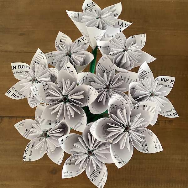 Custom Sheet Music Paper Flowers {10 Small Size} - Made to Order, You Choose Any Song Ever Written