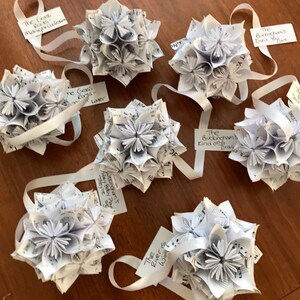 Custom Sheet Music Small Paper Flower Pomander Ornament Made to Order, Choose Any Song First Anniversary, Teacher Appreciation, Christmas image 7