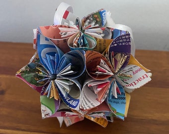 Tokyo Disney Disneyland Park Map Small Paper Flower Pomander Ornament - First Anniversary, Teacher Appreciation, Christmas Exchange