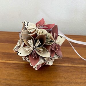 The Night Before Christmas Book Small Paper Flower Pomander Ornament First Paper Anniversary, Teacher Appreciation Gift Christmas Exchange image 2