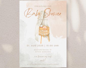 Boho Baby Shower Invitation Template, Babyshower, Gender Neutral, Printable, Editable Invitation, Digital Download