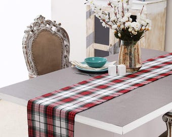 Cotton Plaid Table Runner: Christmas, Thanksgiving, Holiday Decor