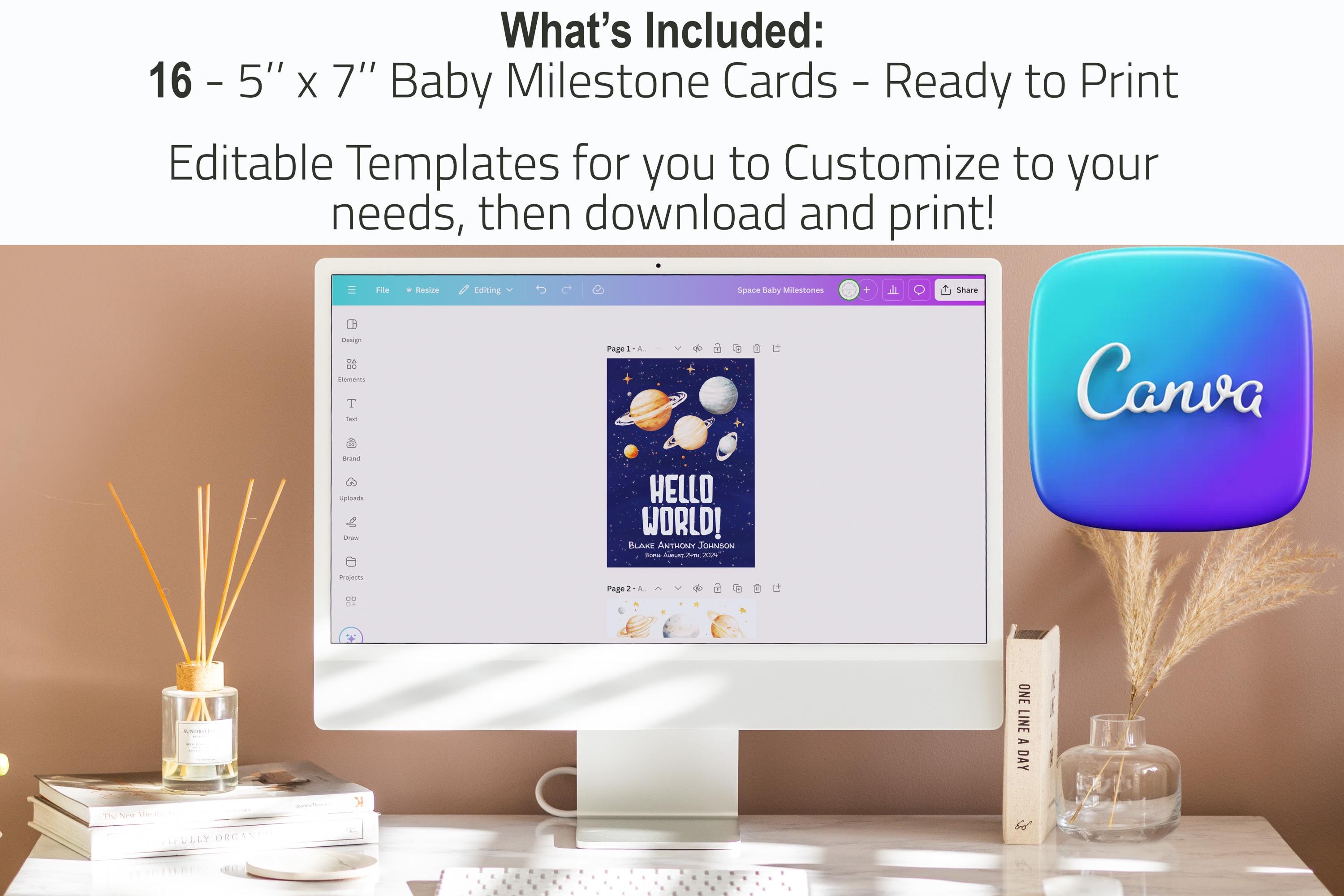 Baby Milestone Cards Printable Outer Space Baby Month Cards Digital ...