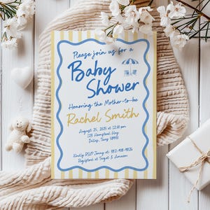 Bearbeitbar Babypartyeinladung Handgezeichnet | Digitaler Download, Whimsical Baby Shower, Einladung zur Babyparty, Sofort Download