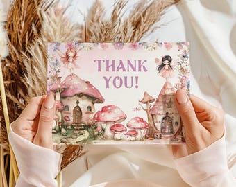 Fairy First Birthday Thank You Card: Enchanted Invitation (Digital Download)