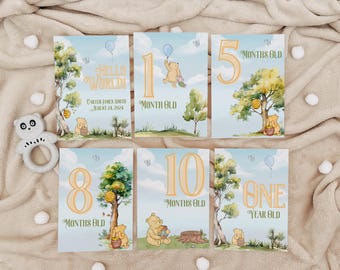 Winnie the Pooh Printable Baby Milestone Cards - Etsy