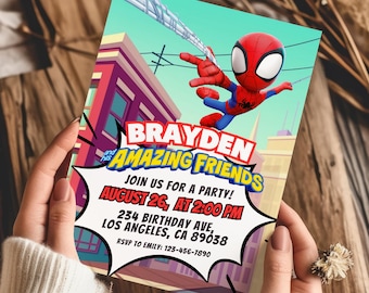 Spidey And His Amazing Friends Birthday Invitation Spiderman Party Spidey Invitation Spidey And Friends Invite Digital Download Editable