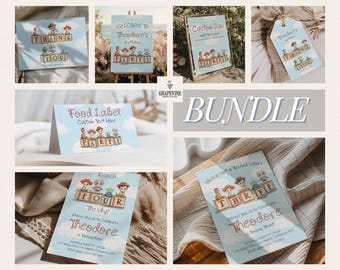 Editable Toy Story Birthday Invitation Template Bundle, Digital Download, Printable Canva Template, Toy Story Party Digital Invitation