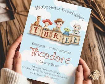 Toy Story Birthday Invitation Template, Editable Digital Download, Printable Canva DIY, Woody, Buzz Lightyear, Customizable Birthday Invite