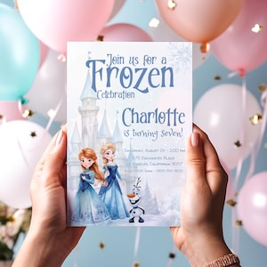 Frozen Birthday Invitation Frozen Invitation Frozen Birthday Invite Theme Princess Elsa Anna Party Invitation Girl EDITABLE Digital Instant