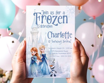 Frozen Birthday Invitation: Elsa & Anna Theme (EDITABLE Digital Instant)