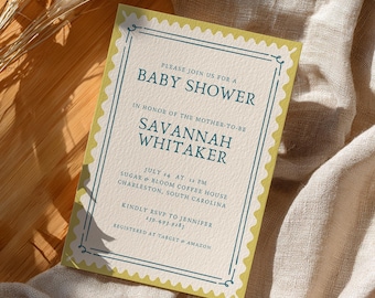 Modern Baby Shower Invitation Template, Editable Gender Neutral Baby Shower, Minimalist Baby Shower Editable Digital Download Printable