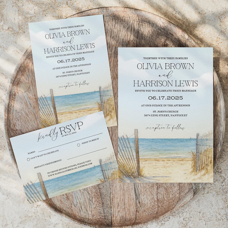 Beach Wedding Invitation - Etsy