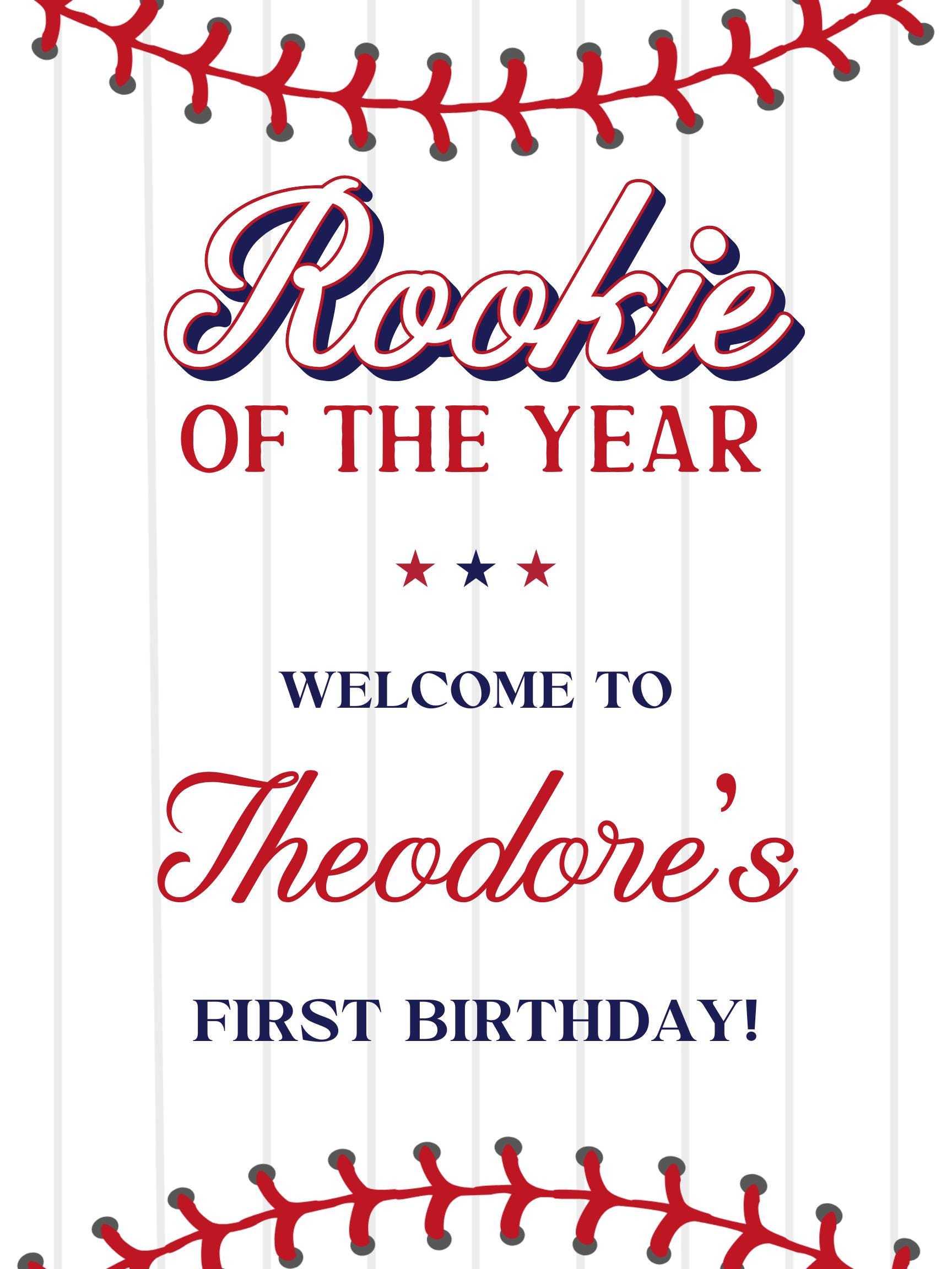 Editable Baseball Birthday Party Sign: Large 18x24 Canva Template ...