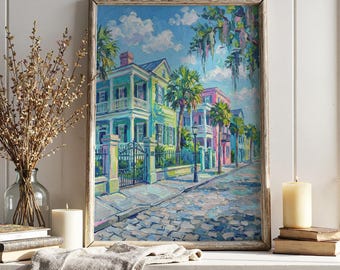 Vibrant Charleston Wall Art Print | Digital Download | Colorful Coastal Home Decor | Southern Wall Art | Coastal Wall Art Printable Wall Art