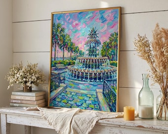 Vibrant Charleston Wall Art Print | Digital Download | Colorful Coastal Home Decor | Southern Wall Art | Coastal Wall Art Printable Wall Art