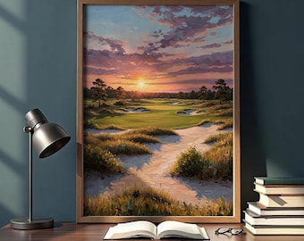 Golf Course Wall Art Print | Golf Wall Print | Digital Download | Golf Course Art Painting | Man Cave Golf Wall Decor | Printable Wall Art