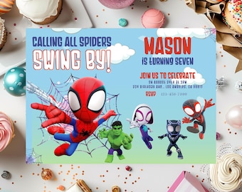 Spidey And His Amazing Friends Birthday Invitation Spiderman Party Spidey Invitation Spidey And Friends Invite Digital Download Editable