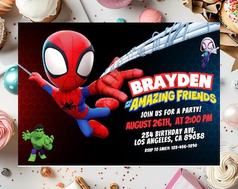 Spidey And His Amazing Friends Birthday Invitation | Spidey Digital Invite | Instant Download Editable Template Printable Party Invitations
