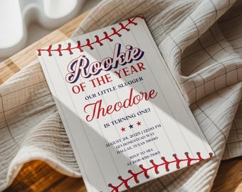 Bearbeitbare Baseball-Geburtstagseinladung: Canva-Vorlage (Digitaler Download)