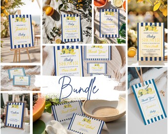 Lemon Baby Shower Invitation Bundle: Editable Canva Template (Instant Download)