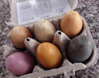 6 goat milk soap eggs in carton