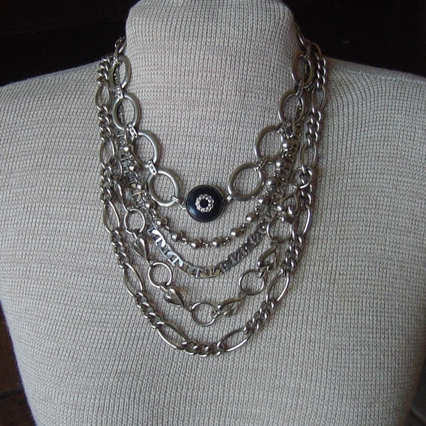 CeCelia - LAYERED Silver VINTAGE Chains - OOAK Necklace