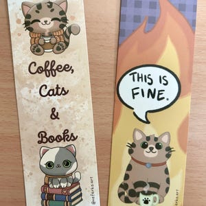 Kawaii Cat theme Bookmarks - Cute Cat Illustration - Unique Cat Lover&#39;s Gift - Cute Kawaii Stationery - Bookmark