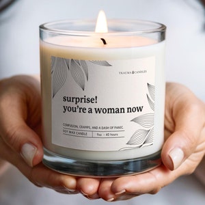 Period candle, funny candles, Gift for her, teen gift, woman gift, gag gift, menstruating Gift, Womanhood Candle, PMS, period kit for tween