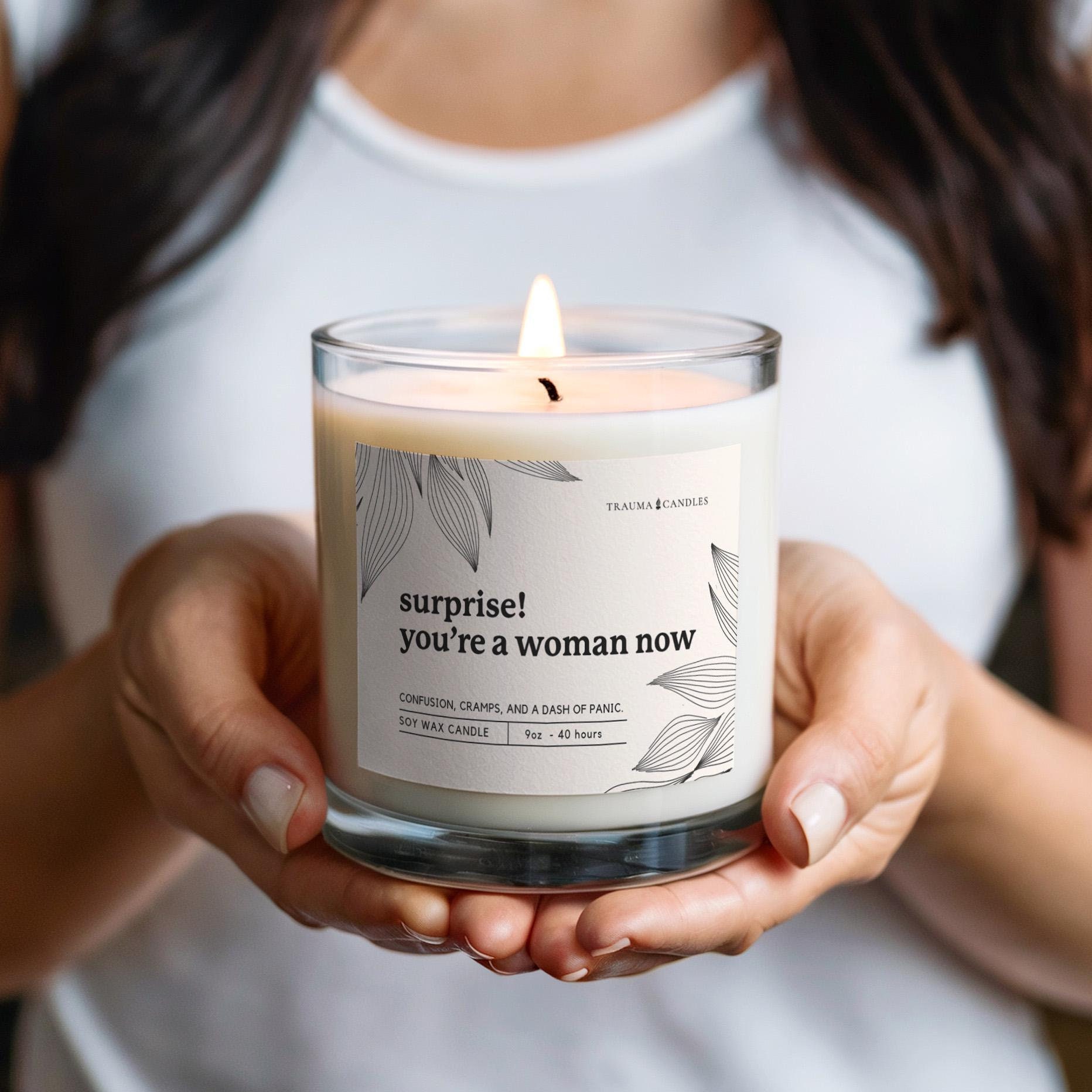 Period candle, funny candles, Gift for her, teen gift, woman gift, gag gift, menstruating Gift, Womanhood Candle, PMS, period kit for tween