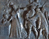 Antique Cast Iron Wall Plaque, Renaissance Plaque Featuring Queen Elizabeth, English History Piece, Decorative Office, Game Room, Bar
