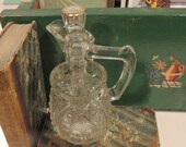 Cut Glass Cruet, Vintage Salad Dressing Cruet, Oil, Vinegar