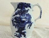 Vintage Mason 39 s Patented Ironstone Pitcher, Cobalt Blue And White Dragon Pitcher
