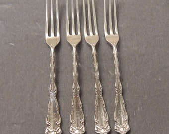 Reed & Barton Strawberry Forks, Rex Pattern, Small Forks Monogrammed JEL And Dated 1894, 4 1/2 Inches