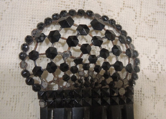 Antique Black Jet Hair Comb, Mantillia Style Hair… - image 3