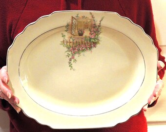 Charming Vintage Canarytone W. S. George Lido Platter,  Made In The USA, 13 inches by 10 inches