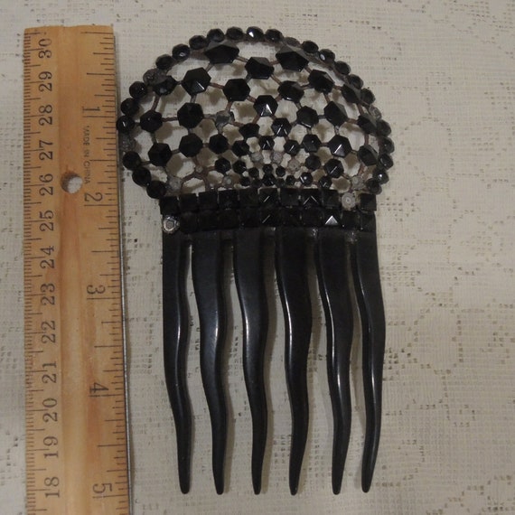 Antique Black Jet Hair Comb, Mantillia Style Hair… - image 6