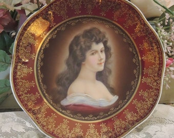 Vintage Royal Vienna Portrait Plate, Hand Painted Bavarian Porcelain, Amorosa,  From The Early 1900's