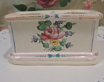 Antique Porcelain Ink Well, Hand Painted Double Ink Well