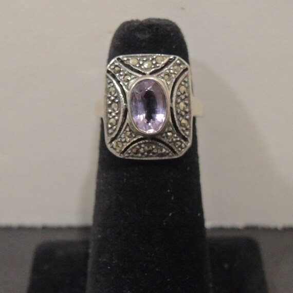 Antique Amethyst Statement Ring: Sterling Silver … - image 8