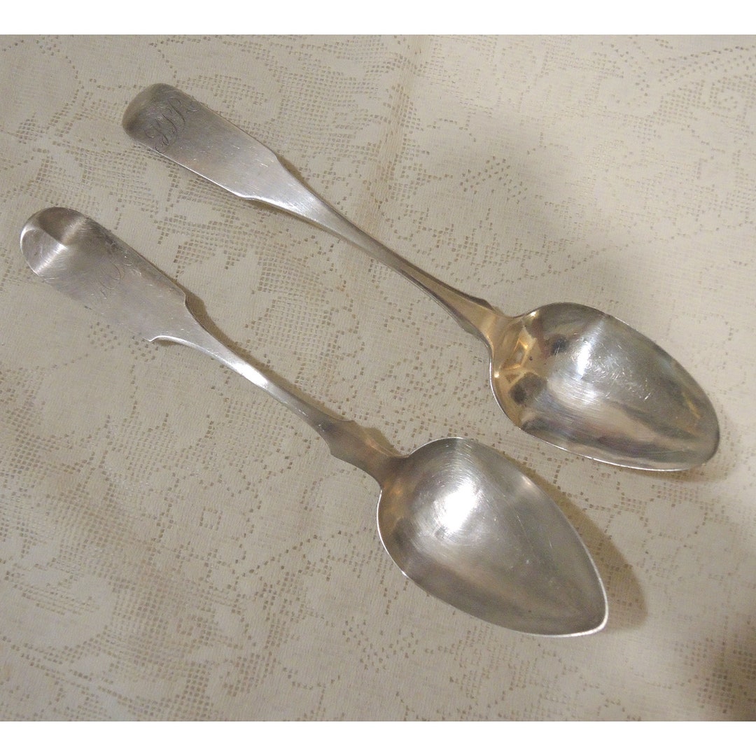Antique Coin Silver Spoons Two Fiddle Back Spoons From 1825 Etsy