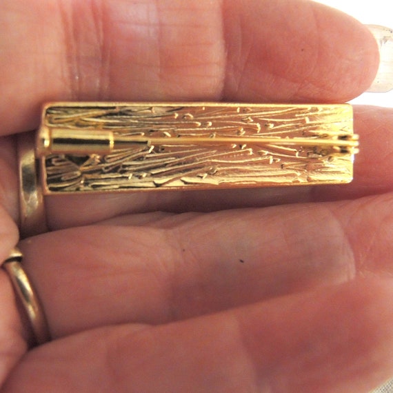 Beautiful 24K Gold Damascene Bar Pin/Brooch, Flyi… - image 4