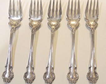 Set of Five Salad Forks, Wm. Rogers With Eagle And Star, Patent Date 1906, Monogrammed J