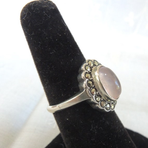 Silver Amethyst Ring With Marcasite Embellishment… - image 2