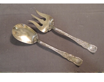 Large 2 Piece Serving Set, Rogers & Hamilton Silver Plated Servers With Arrow Mark. Dates to 1889, Measures 10 1/4 Inches