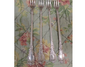 Set Of Four Cocktail Forks, Rogers & Hamilton Forks From Late 1800's.