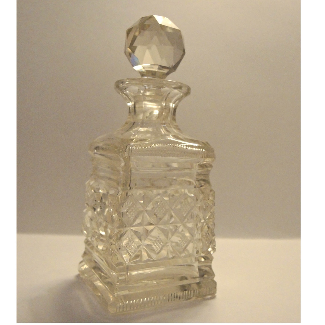 Cut Crystal Perfume Bottle, Leaded Glass Bottle With Ground Matching