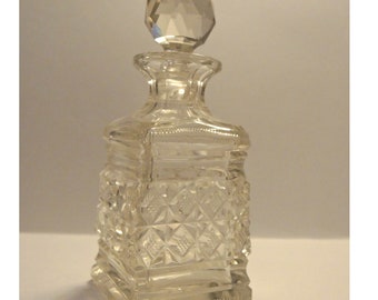 Cut Crystal Perfume Bottle, Leaded Glass Bottle With Ground Matching Stopper