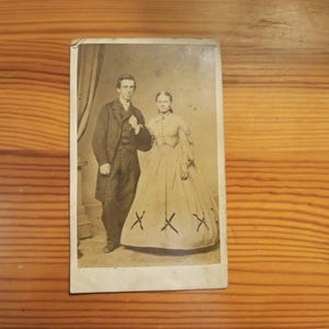 Antique Revenue Stamped CDV Carte De Visite, George Washington 2 Cent Stamp.  Lovely Young Couple, J. E. McClees, Artist, Chestnut St, Phila